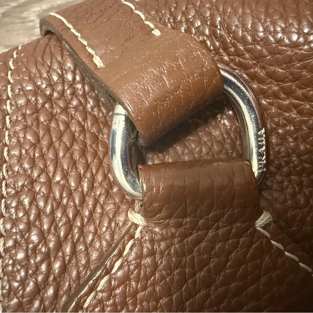 Prada Vintage Brown Vitello Dani Tote Bag Pebbled Leather Y2K Silver Hardware